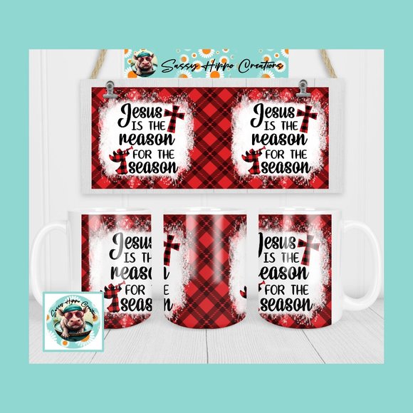 Ceramic Coffee Mug Jesus is the Reason for the Season Christmas 15oz Sublimated - Picture 1 of 4